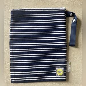 Itzy Ritzy Blue & White Stripe Travel Happens Reusable Sealed Wet Bag